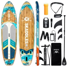 11' Inflatable Stand Up Paddle Board – Extra Wide SUP Paddleboard for Adults,...