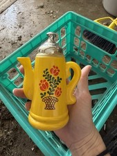 Botella vacía de espuma de baño de terciopelo limón Avon Koffee Klatch años 70 de colección flores amarillas