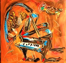 JAZZ  █ MODERN CANVAS  original  painting ABSTRACT ART █NO RES██eECE