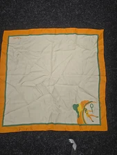 Vintage Paoli Square Scarf  22 X 22 Tennis Player Colorful  Orange Green Yellow 