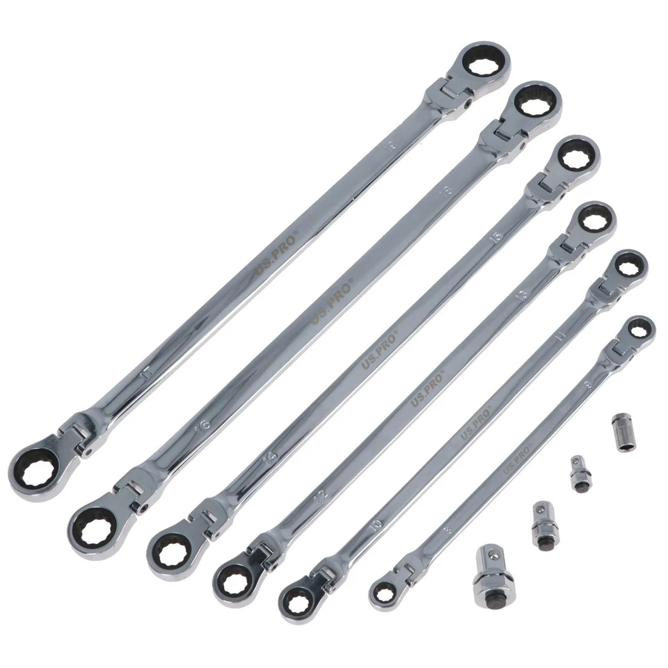 Juego de llaves de trinquete de cabeza flexible de doble extremo extra largo ... - Imagen 4 de 4