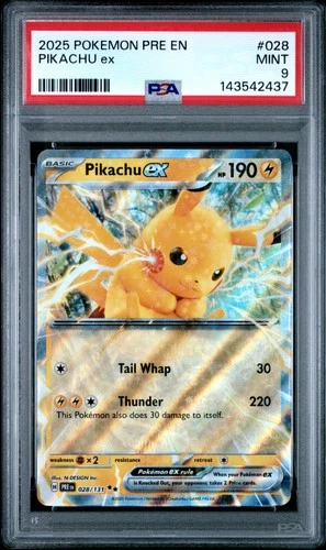 2025 POKEMON PRE EN-PRISMATIC EVOLUTIONS #028 PIKACHU EX PSA 9