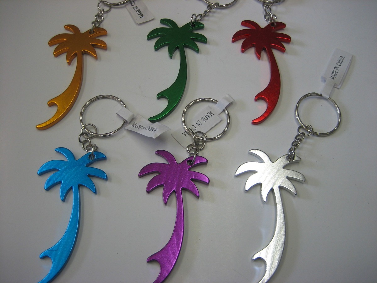 Lot of 12 pc Palm tree Keychain Key Chain Bottle opener New