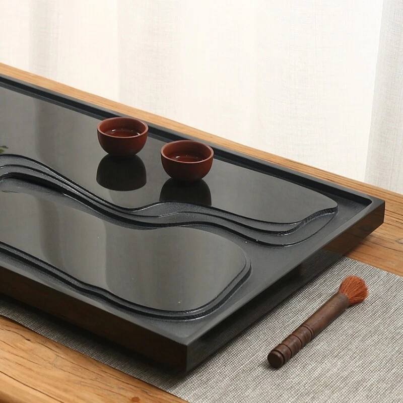 Chinese Tea Tray Black Stone Heavy Tea Table For Tea Set Multi Size Serving Tray - Image 4 of 4