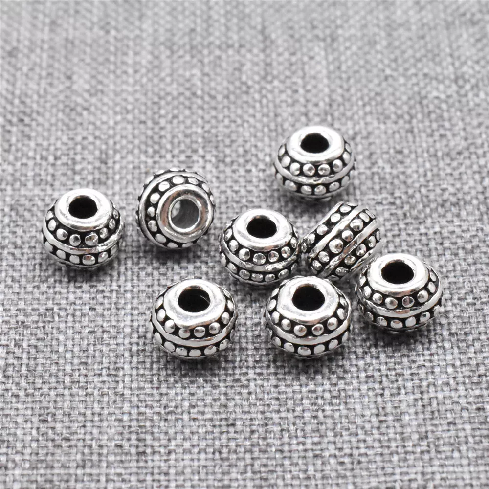 8pcs of 925 Sterling Silver Barrel Spacer Beads for Necklace Bracelet 6mm