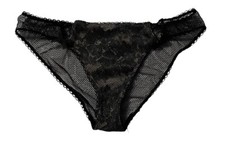 Black Silky Sheer Lace Mesh Nylon Panties with Bows Womens