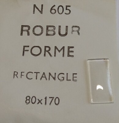 Verre De Montre Rectangulaire Bombé ROBUR - 22 X 14 Mm, Neuf Sans étiquette