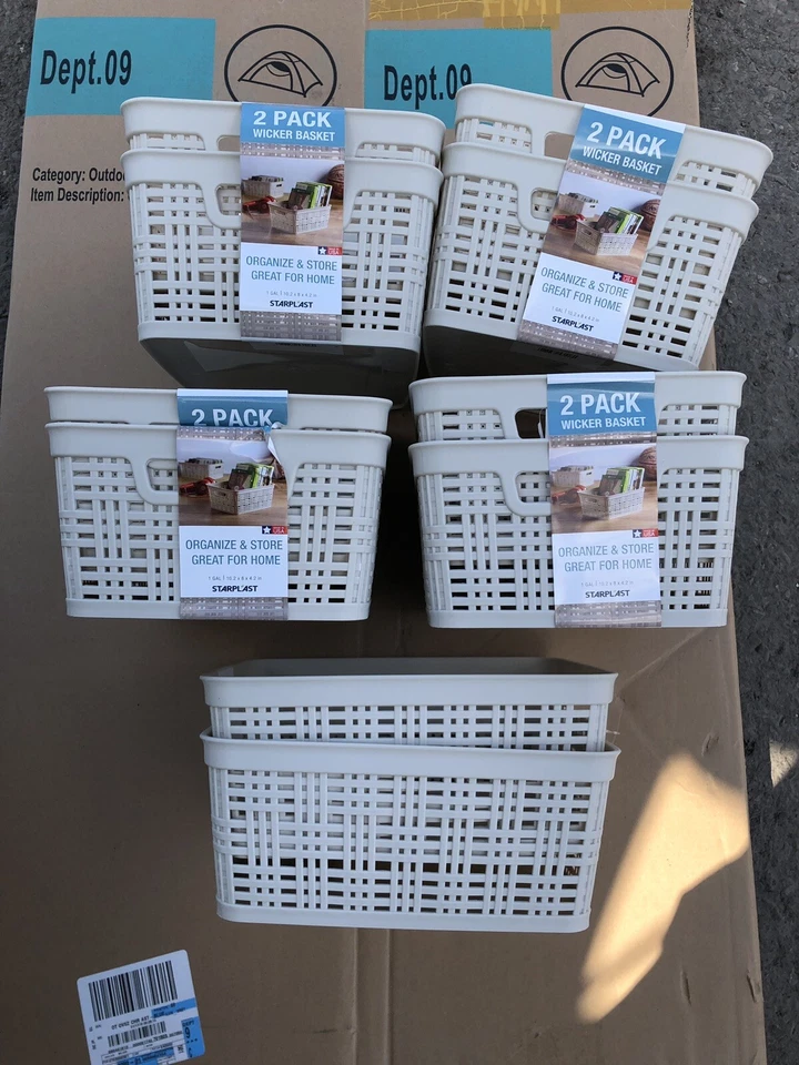5X2PK Starplast Plastic Wicker Storage Basket Organizer Woven Ergonomic MADE USA - Image 2 of 4