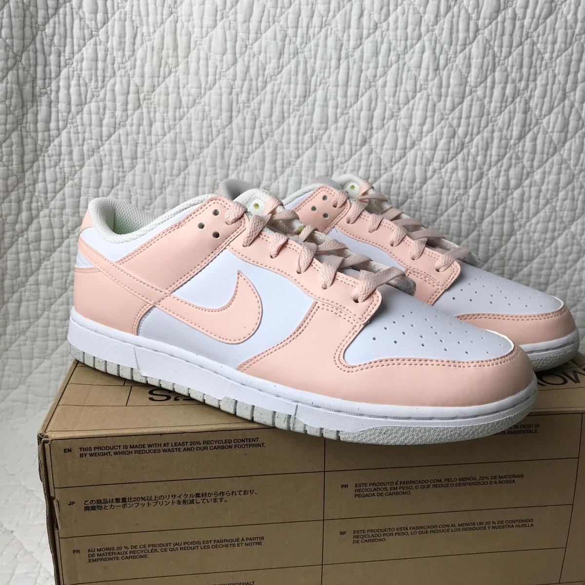 Nike Dunk Low Next Nature Shoes Women's SZ 11.5 White/Pale Coral