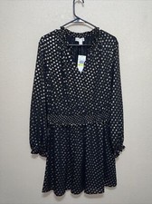 Michael Michael Kors Black & Gold LONG SLEEVE DRESS SZ M NEW
