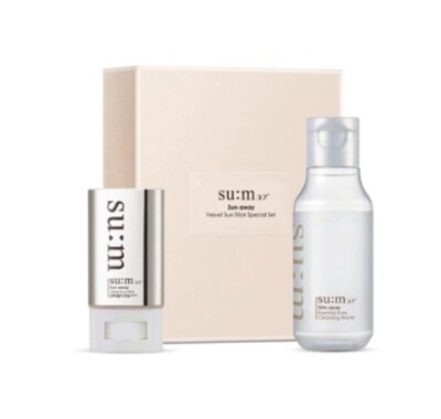 SU:M37 Sun-away Velvet Sun Stick 18g & Cleaning Water 100ml -Special Set 2 Items