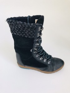 Cushe-Leather-Boots-Women-039-s-5-Boho-Chill-039-Tall-Black-Lace-Up-Side-Zip-Winter