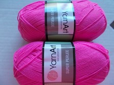 YarnArt Super Perlee yarn, Hot Pink  174 , lot of 2, 437 yds ea 