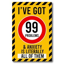 I've Got 99 Problems and Anxiety is Literally All of Them Magnet Decal, 4x6 inch