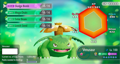 Pokemon Let's Go Pikachu/Eevee 6IV Max AV Venusaur