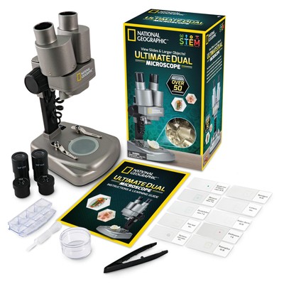 NATIONAL GEOGRAPHIC Dual LED Kids Microscope - 50+ pc Science Kit with 10 Pre...
