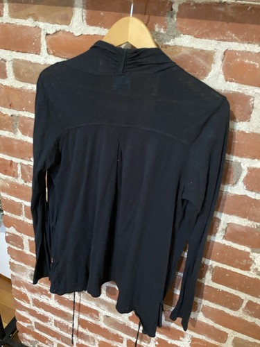 C&C California Black Cardigan Sweater T Shirt Material Size S Drape Wrap Burnout - Picture 6 of 6
