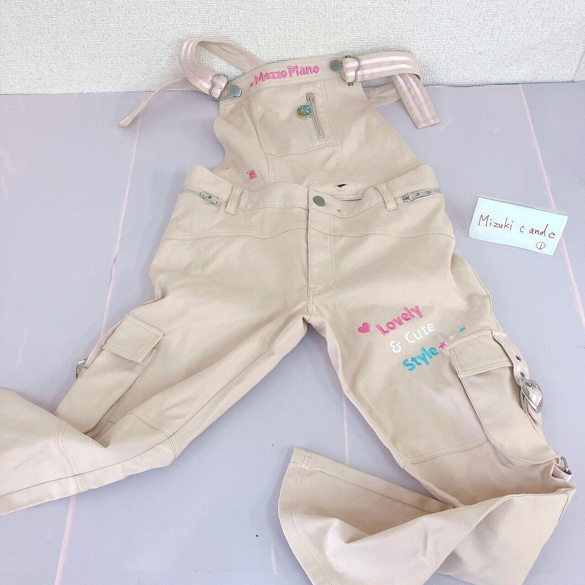 Mezzo Piano Overalls 140cm Size Beige Chuck Pocket Heart Rabbit