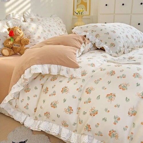 Korean Princess Style Bedding Set PinkBear Quilt Cover Lace Ruffles Duvet Covers - Bild 31 von 36