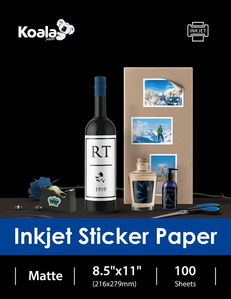 Koala Sticker Paper for Printers, Glossy + Matte, 220 Ct Full Sheet Blank Labels - Image 2 of 4