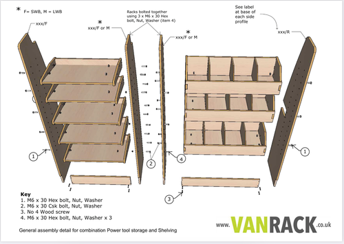 VW Transporter (SWB) KOMBI Plywood Shelving, Hexaboard BLACK finish - Picture 6 of 7