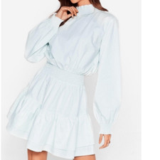 Nwt nastygal frill i Found you mini dress high neck mint green women’s size 6