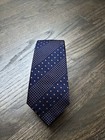 Turnbull & Asser Men’s Tie, 100% Silk, Blue/Gold Polka Dot Stripe Jacquard, UK