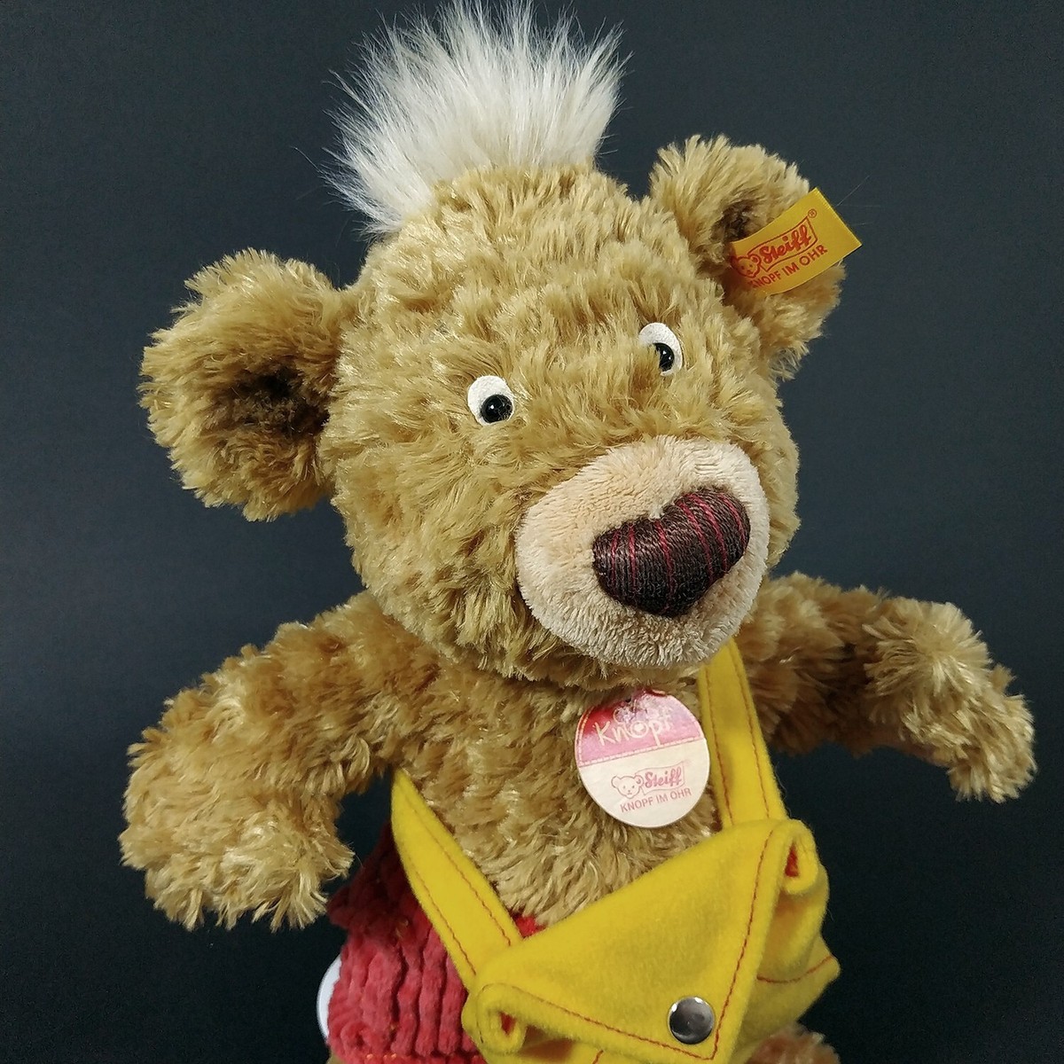 完品 シュタイフ Steiff Original Teddybear STEIFF © Teddy Bear with a Bag 014444. Vintage Toy 90s. Made