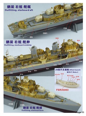 Five Star Model (350080) 1:350 Fletcher Destroyer Late Bridge & AA Etched Parts