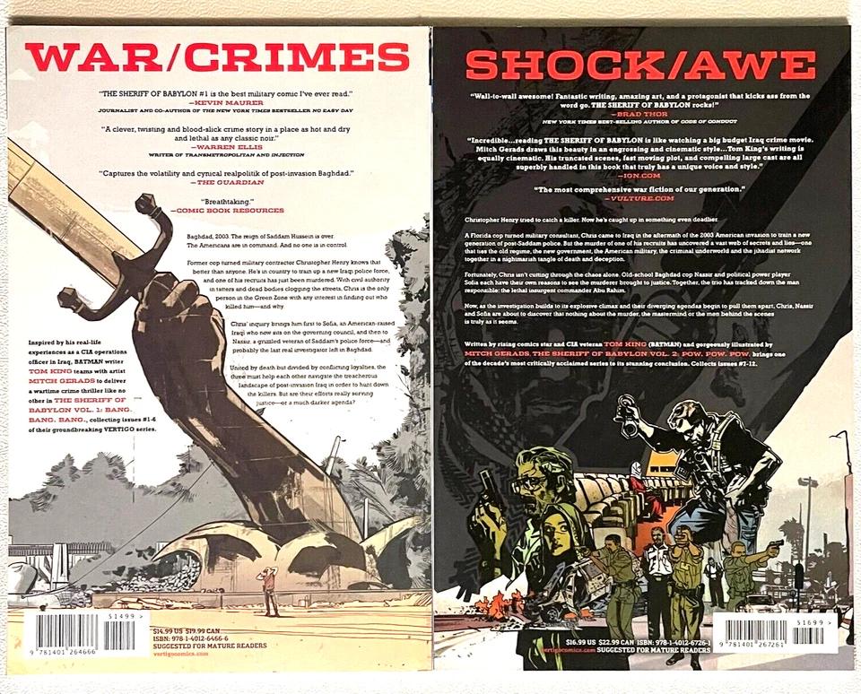 JUEGO COMPLETO SHERIFF OF BABYLON TPB VOL 1 & 2 TOM KING MITCH GERADS NUEVO SIN LEER Foto 2 de 2
