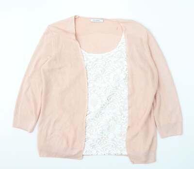 Marks and Spencer Damen Rosa Rundhals Acrylmischung Cardigan Größe 12