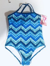 Kanu Surf Girls Swim Beach Sport Size 12 Zig Zag Blues Design NWT