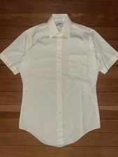 Vintage 1980s Button Up Short Sleeve Shirt Pale Yellow Work Shirt Womens Large
