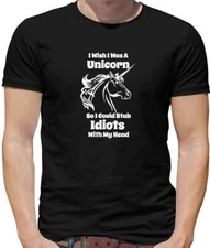 I Wish I Was A Unicorn Mens T-Shirt - Funny - Stab - Fantasy - Unicorns