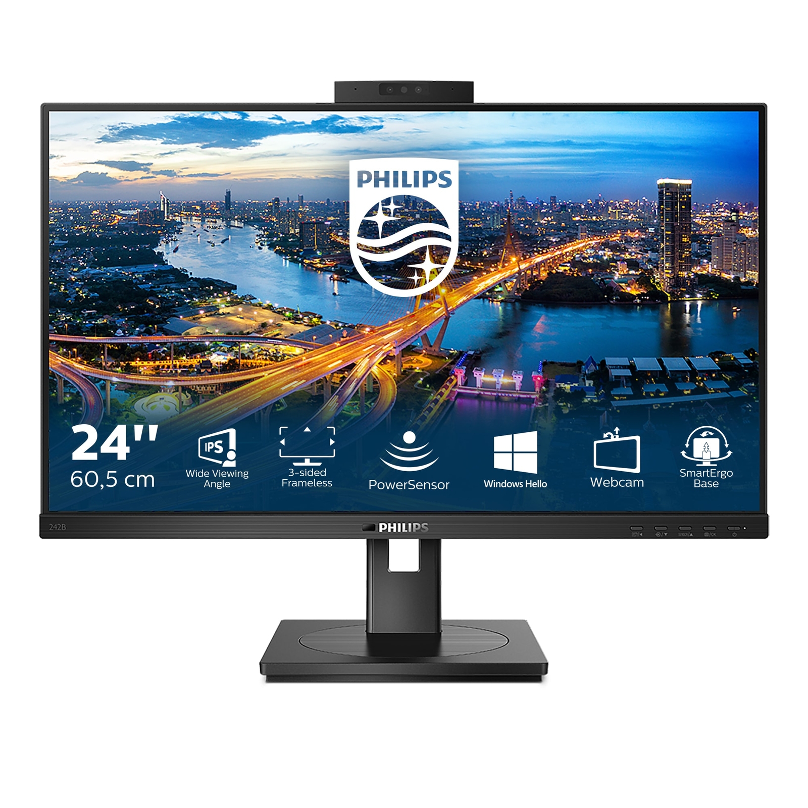 Philips B-Line 242B1H 60,5 см (23,8) FHD IPS монитор 16:9 DVI/HDMI/DP/USB Веб-камера