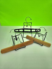 Lot of 3 Plastic and Wooden Clamp Dress Pants Hangers