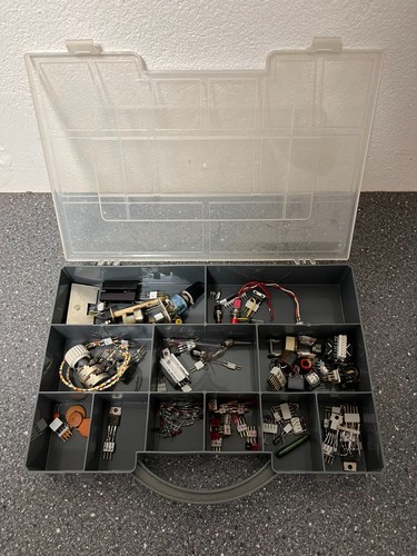 Assorted Vintage and New Electronic Components in Compartmentalized Storage Box - Picture 2 of 8