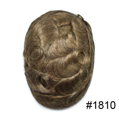 Full Poly Skin Mens Toupee Injected PU Human Hair System Replacement Wig for Men