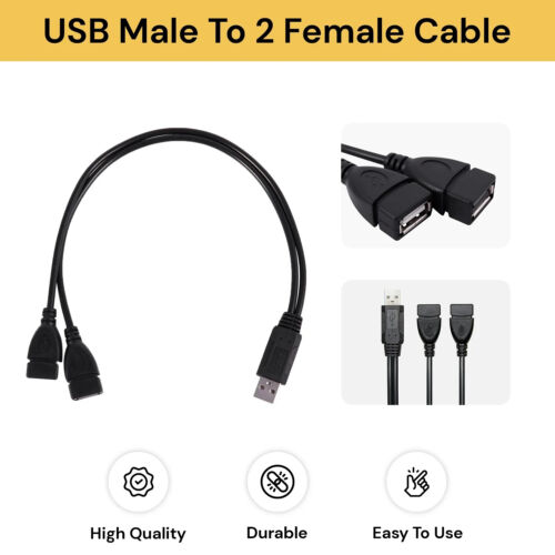 Double USB Extension 1Male To 2-Female Y Cable Cord Dual Adapter Splitter Type A - Picture 4 of 11