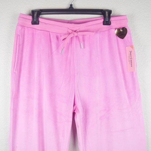 Juicy Couture Womens L OG Big Bling Velour Pants Stellar Pink Y2K Loungewear - Picture 2 of 7