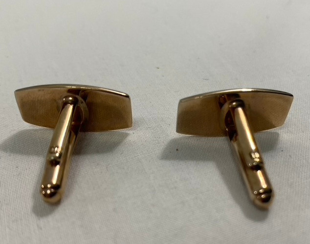 Hickok Gold-Tone Cufflinks~Rectangular Black Oval… - image 3