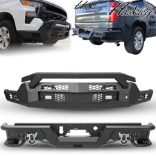 Black Steel Front/Rear Bumper For 2022-2025 Chevy Silverado 1500 w/LED Lights