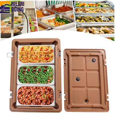 3 Pans Hot Box Insulated Food Pan Carrier fits Catering Insulated Food Warmer