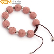 Handmade Lava Rock Bracelet 14mm - XMAS Adjustable Jewellery 11 Colours Gift