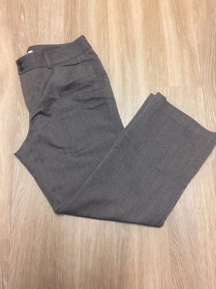 Pantalones informales acampanados marrones Bass & Company para mujer bolsillos laterales delanteros planos talla:14 Foto 2 de 4