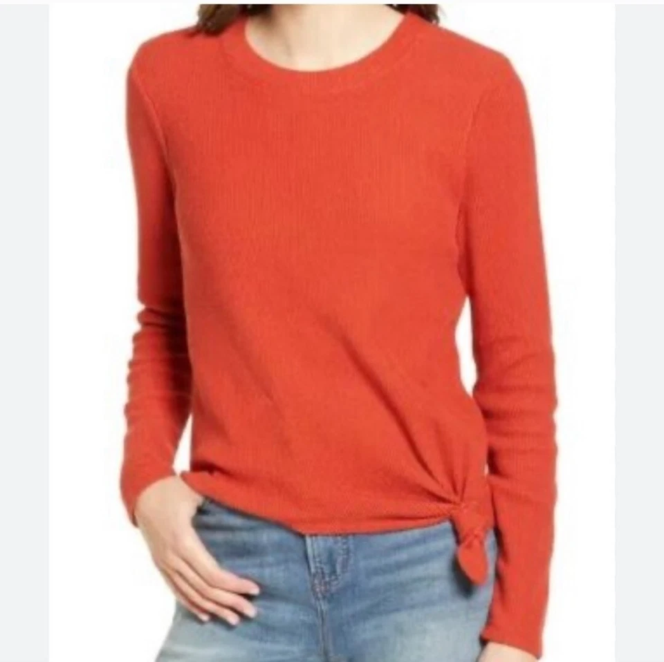 Suéter Pullover Acanalado Cuello Redondo Nudo Naranja Óxido Madewell Nuevo con Etiquetas Talla M Foto 4 de 4