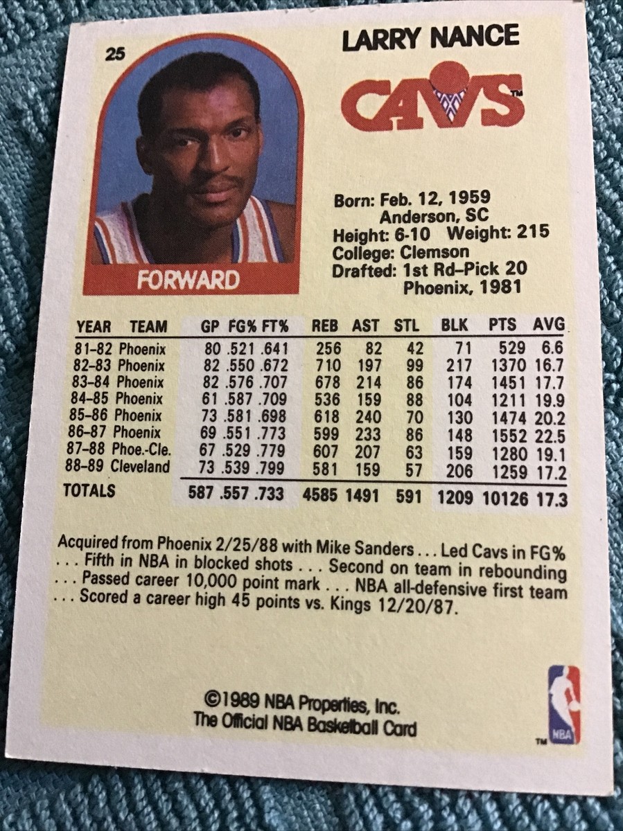 Larry Nance NBA hoops trading card #25 Cavaliers | eBay