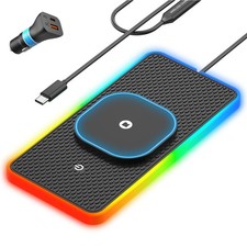 RGB Wireless Car Charging Pad for Magsafe, 15W LED Magnetic Wireless Charger ...