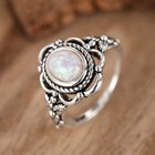 Silberner Ring mit Opalit - 925 versilbert - Damen Gr. 55-63 -  Opal Optik