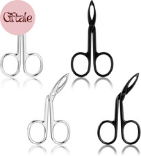 4 Pieces Eyebrow Tweezers Scissor Handle Set Flat Straight Tip Hair Plucker and